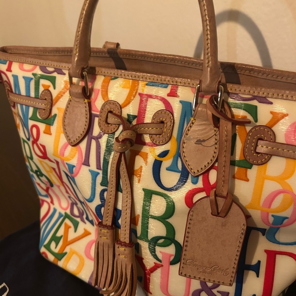Vintage Dooney & Bourke Y2K Multi-Color "It Bag" Large Shopper Tote & Dust Bag - Picture 4 of 7